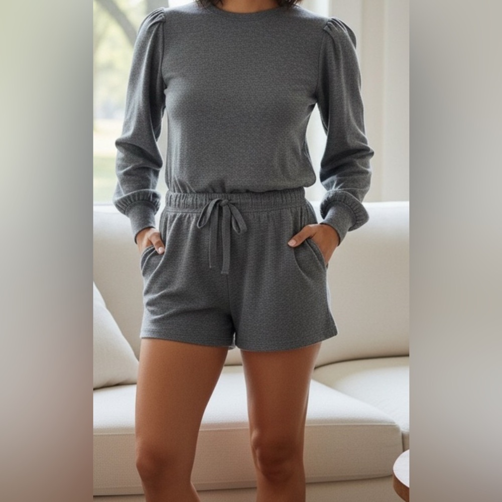 NEW - By The River - Women’s 2-Pc Sweatshirt / Short Set in Grey